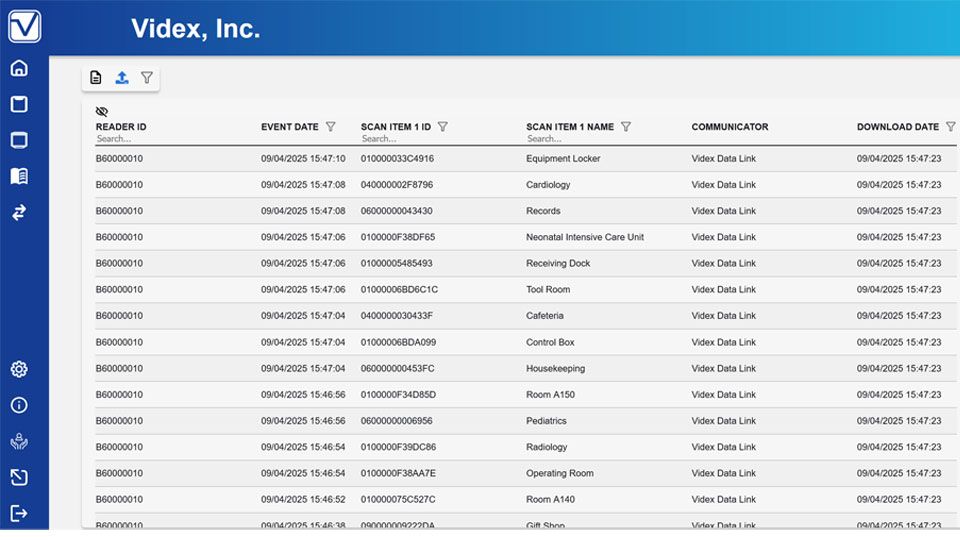 Screenshot of homepage from Videx Data Store Cloud software