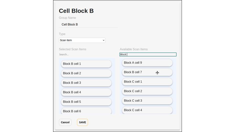 Screenshot of grouped assets in Videx Data Store Cloud